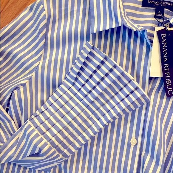 NWT BANANA REPUBLIC PLEATED CUFF BUTTON UP SHIRT - RILEY FIT - Picture 6 of 11